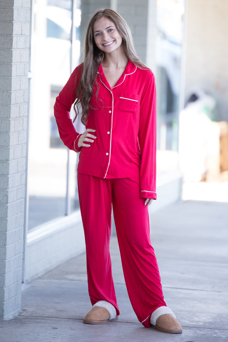 The Perfect Piko Pajama Set- Red