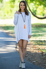 The Perfect Piko Tiny Stripe Tunic Top-White/Heather
