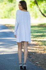 The Perfect Piko Tiny Stripe Tunic Top-White/Heather