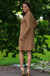 The Perfect Piko Long Sleeve Swing Dress-Mocha