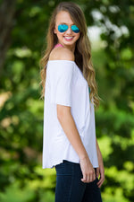 SALE-The Perfect Piko Off The Shoulder Top-White