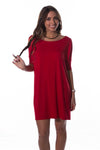 The Perfect Piko Half Sleeve Tunic-Red