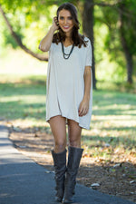 The Perfect Piko Short Sleeve V-Neck Tunic-Sand
