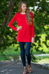 The Perfect Piko Slim Fit Top-Red