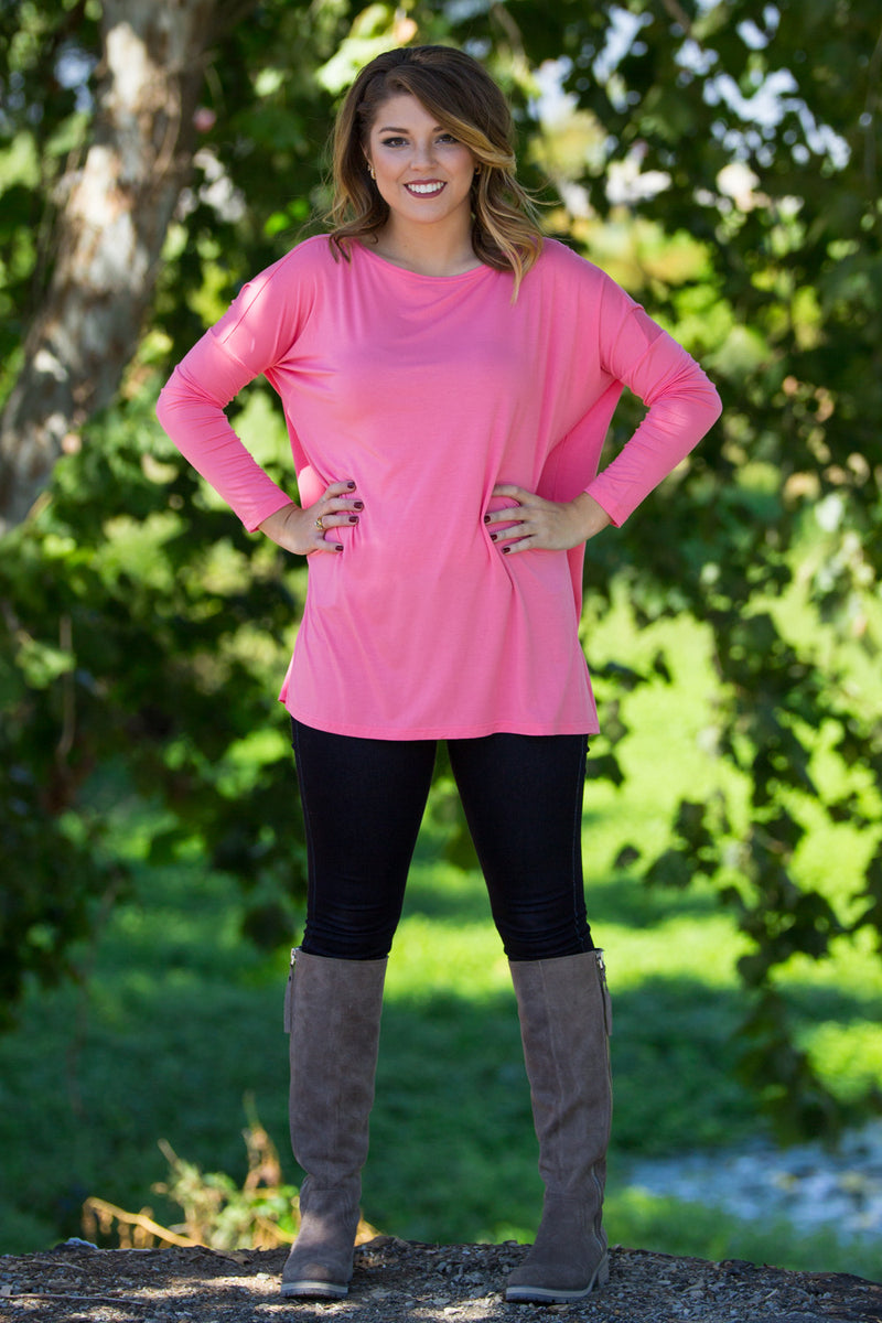 The Perfect Piko Tunic Top-Pink