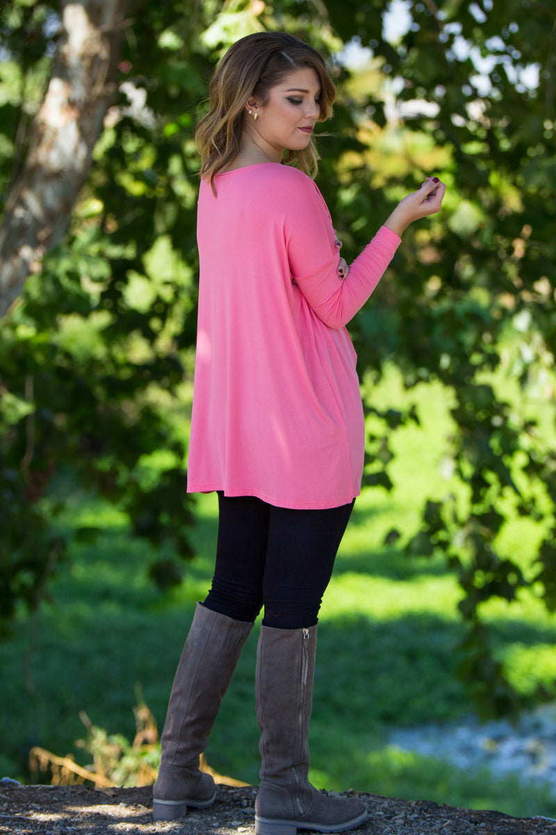 The Perfect Piko Tunic Top-Pink