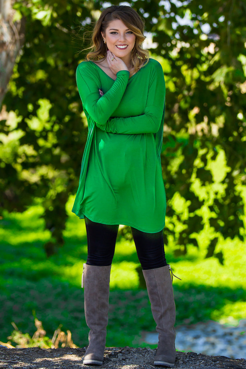 The Perfect Piko Tunic Top-Kelly Green