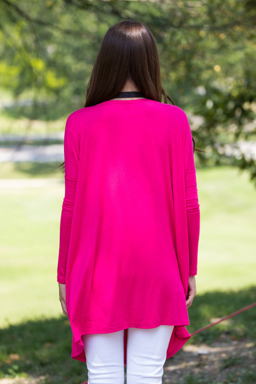 The Perfect Piko Tunic Top-Fuchsia