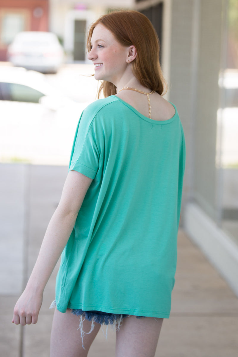 The Perfect Piko V-Neck Short Sleeve Top-Seamoss