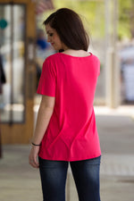 Short Sleeve V-Neck Piko Tee-Watermelon
