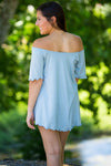 SALE-The Perfect Piko Off The Shoulder Top-Quiet Blue