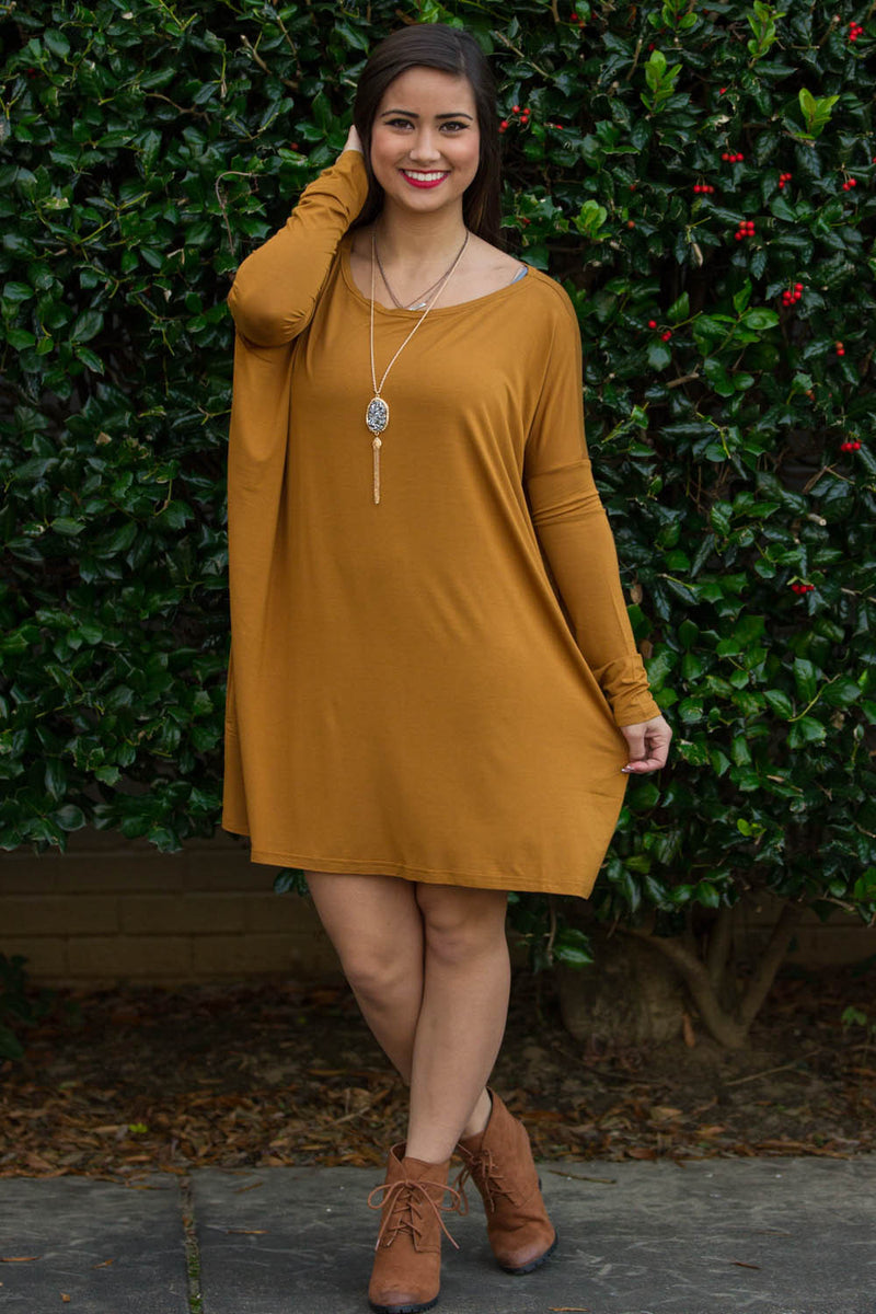 The Perfect Piko Tunic Top-Dark Mustard
