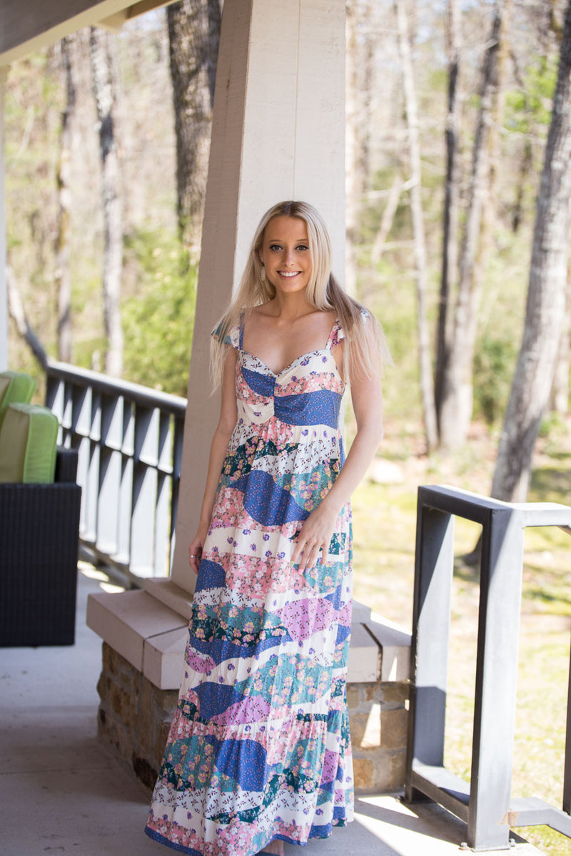Sweet As Can Be Maxi Dress - Ivory/Jade