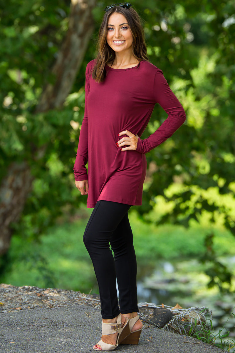 The Perfect Piko Slim Fit Top-Wine