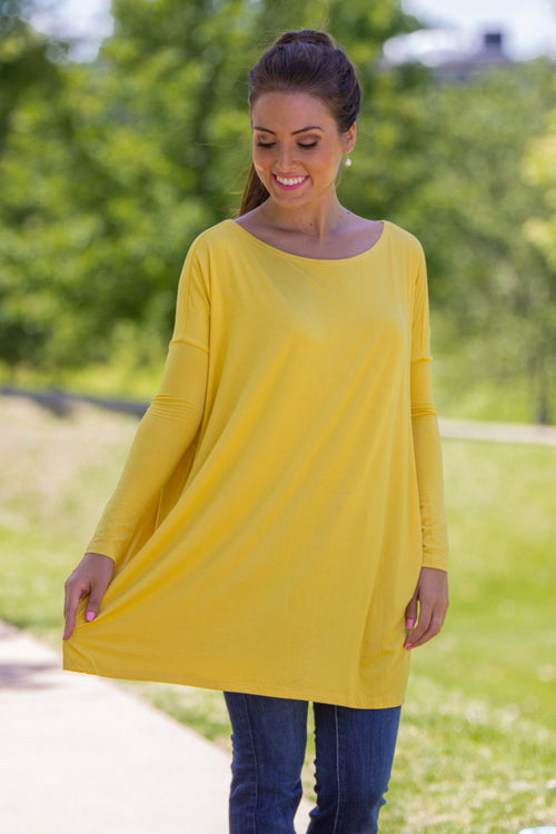 The Perfect Piko Tunic Top-Mustard