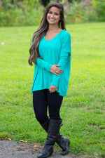 The Perfect Piko V-Neck Top-Light Green