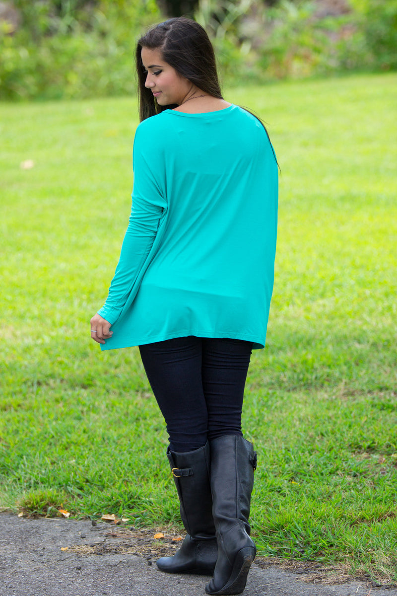 The Perfect Piko V-Neck Top-Light Green