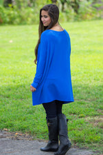 The Perfect Piko Tunic Top-Royal Blue