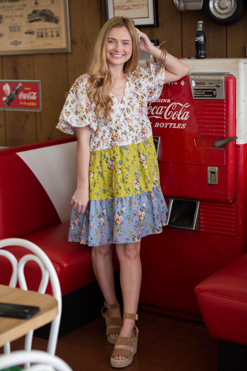 Entro Clothing Floral Colorblock Dress