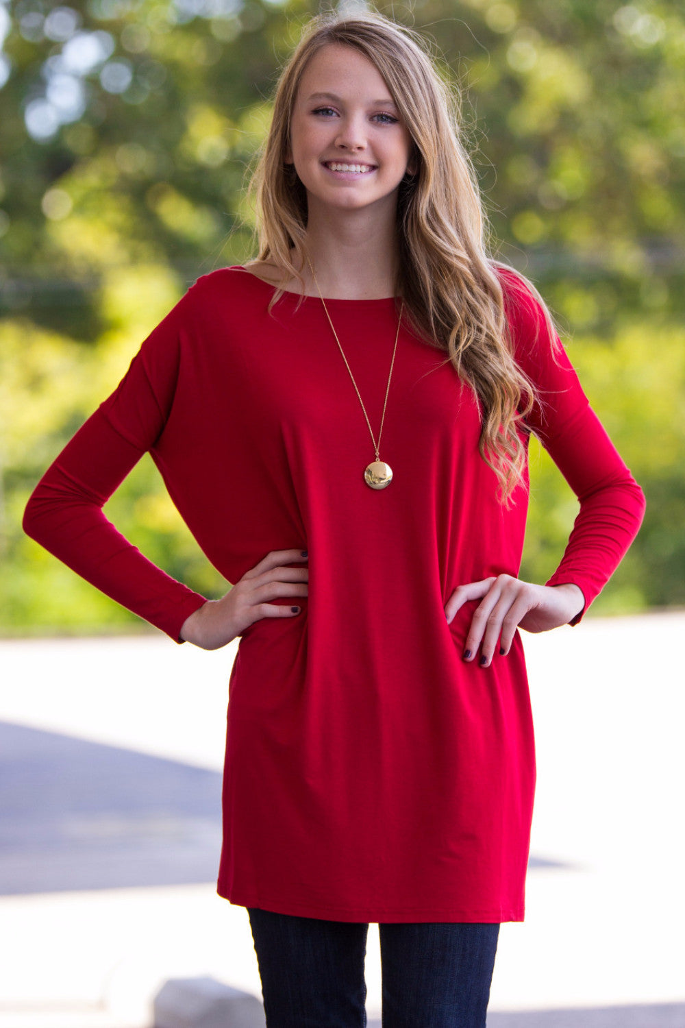 womens red dress tops Scarlet Red Textured Short Sleeve Top - All Tops