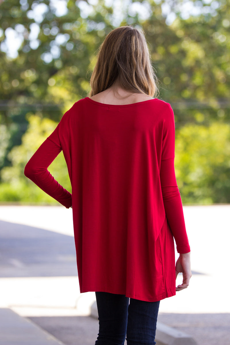 The Perfect Piko Tunic Top-Red