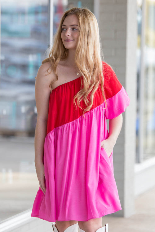 All Dolled Up Dress-Fuchsia