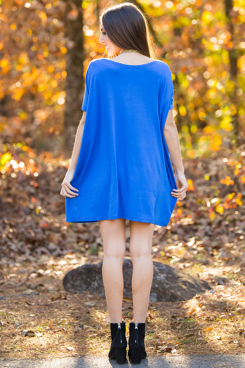 The Perfect Piko Short Sleeve Tunic-Royal