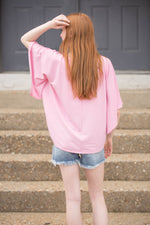 SALE-Kimono Knit Flow Top - Pink