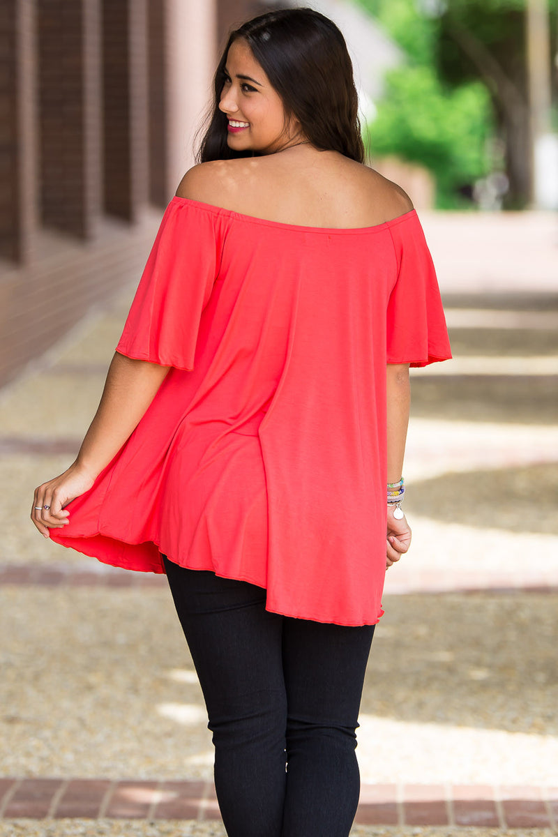 SALE-The Perfect Piko Off The Shoulder Top-Watermelon
