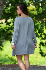 The Perfect Piko Tunic Top-Heather Grey