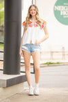 SALE-THML-Embroidered Babydoll Top-White