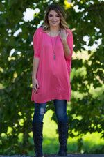 The Perfect Piko Half Sleeve Tunic-Coral - Simply Dixie Boutique
 - 1