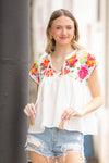 SALE-THML-Embroidered Babydoll Top-White