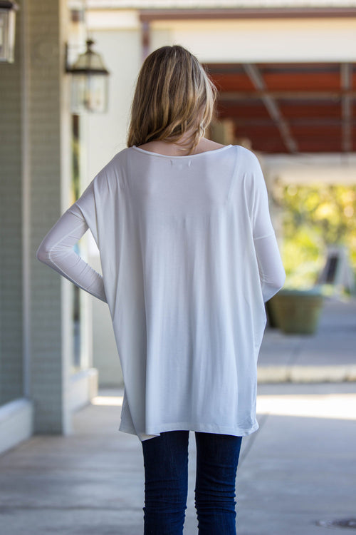 The Perfect Piko V-Neck Tunic Top-Off White