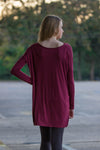 The Perfect Piko V-Neck Tunic Top-Plum