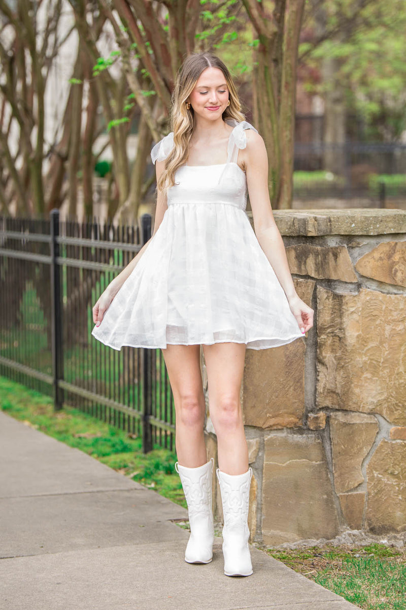 Somewhere Above Dress-White