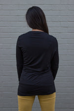 SALE-The Perfect Piko Slim Fit V-Neck Top-Black