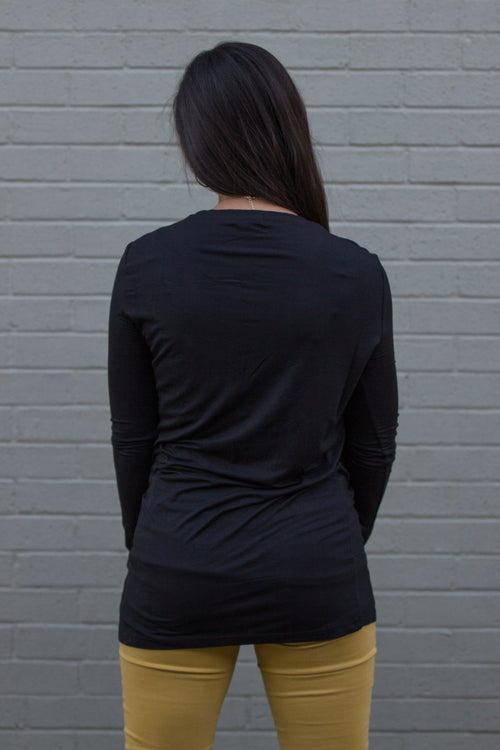 The Perfect Piko Slim Fit V-Neck Top-Black