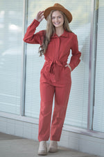 Falling Into Adventure Utility Jumpsuit - Rust