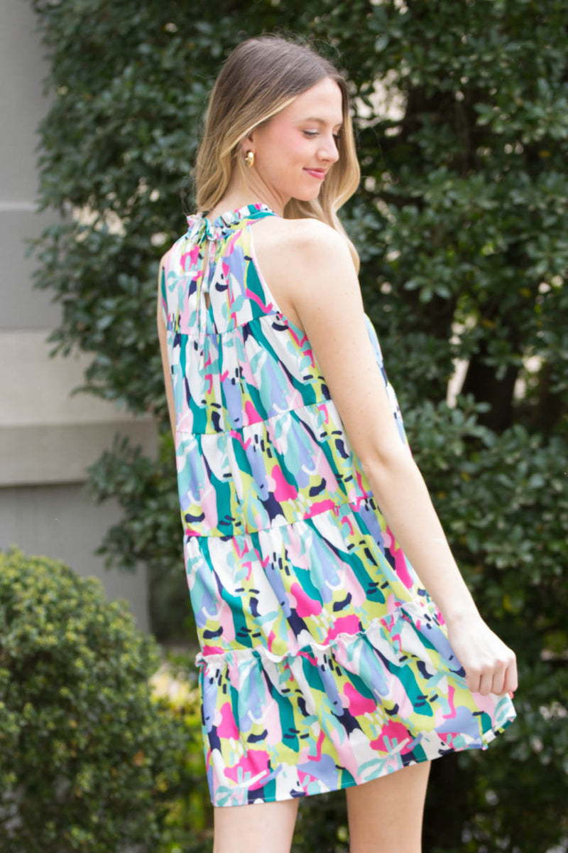 SALE-THML-Multi Color Halter Dress-White