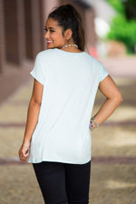 The Perfect Piko Rolled Short Sleeve Top-Mint