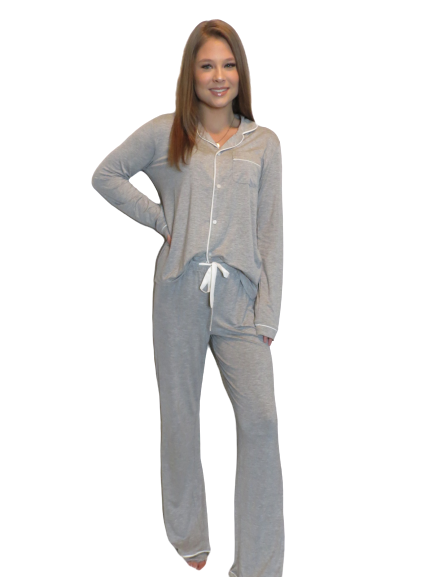 The Perfect Piko Pajama Set- Heather Grey