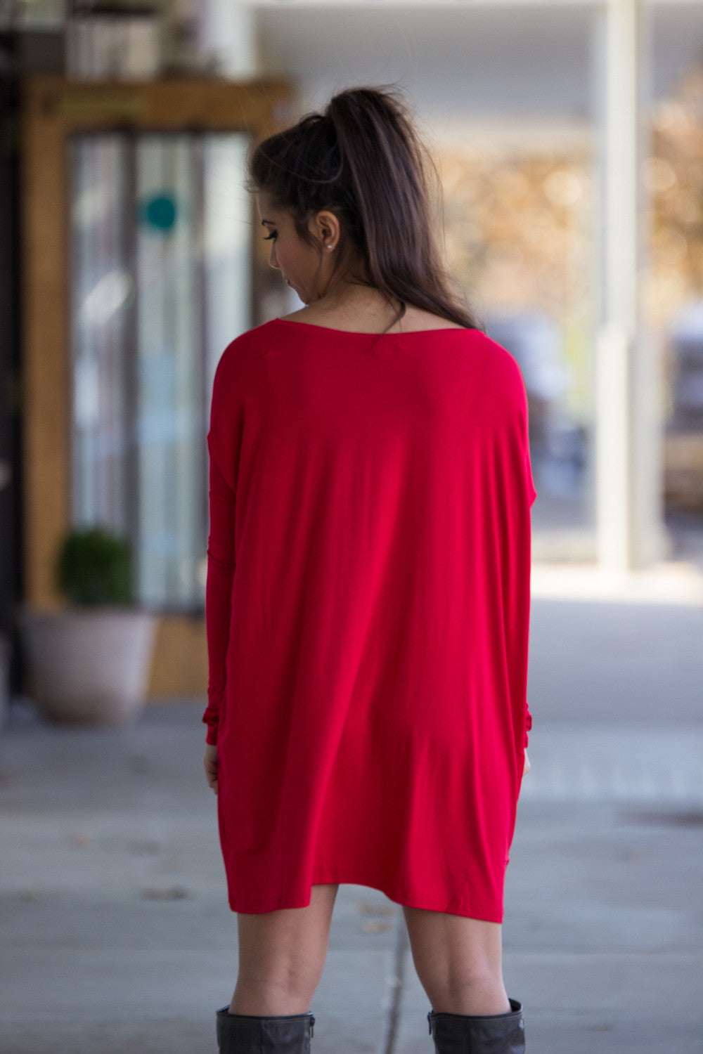 red sweater tunic dress Oversized Tunic Sweater Dress The 214