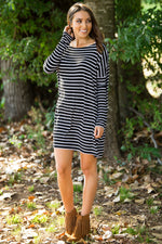 The Perfect Piko Tiny Stripe Tunic Top-Black/White