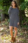 The Perfect Piko Tiny Stripe Tunic Top-Black/White