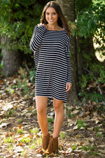 The Perfect Piko Tiny Stripe Tunic Top-Black/White