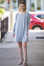 The Perfect Piko Tiny Stripe Tunic Top-Heather/White