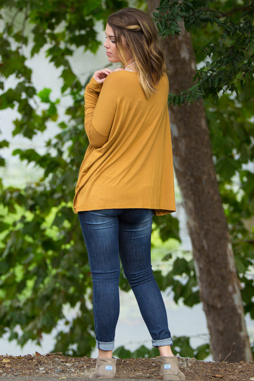 The Perfect Piko Top-Dark Mustard