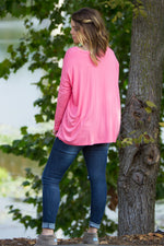 SALE-The Perfect Piko V-Neck Top-Pink