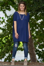 SALE-The Perfect Piko Short Sleeve Tunic-Navy